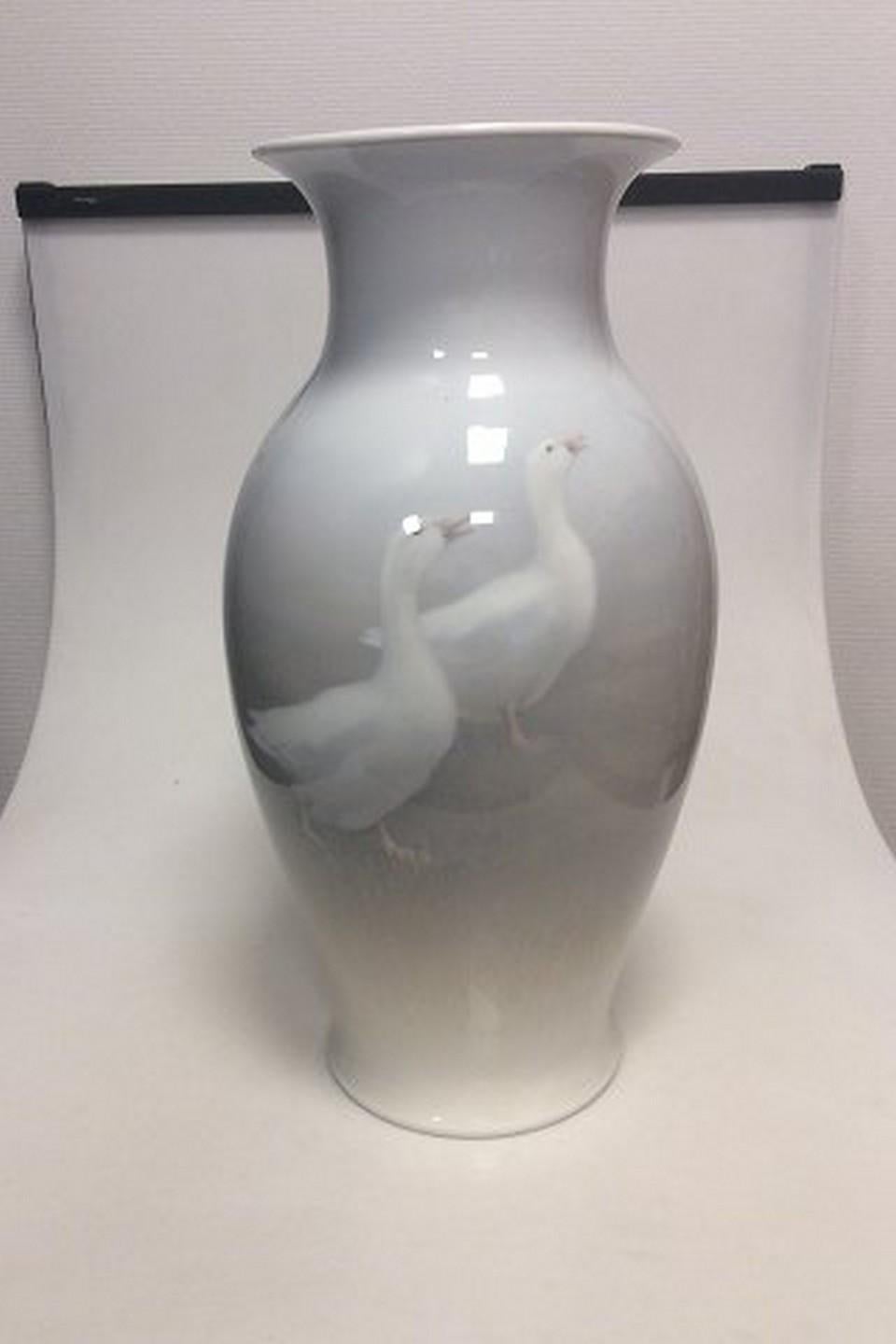 Art Nouveau Royal Copenhagen Unique vase by Gotfred Rode from 8th of October 1923 with Geese For Sale