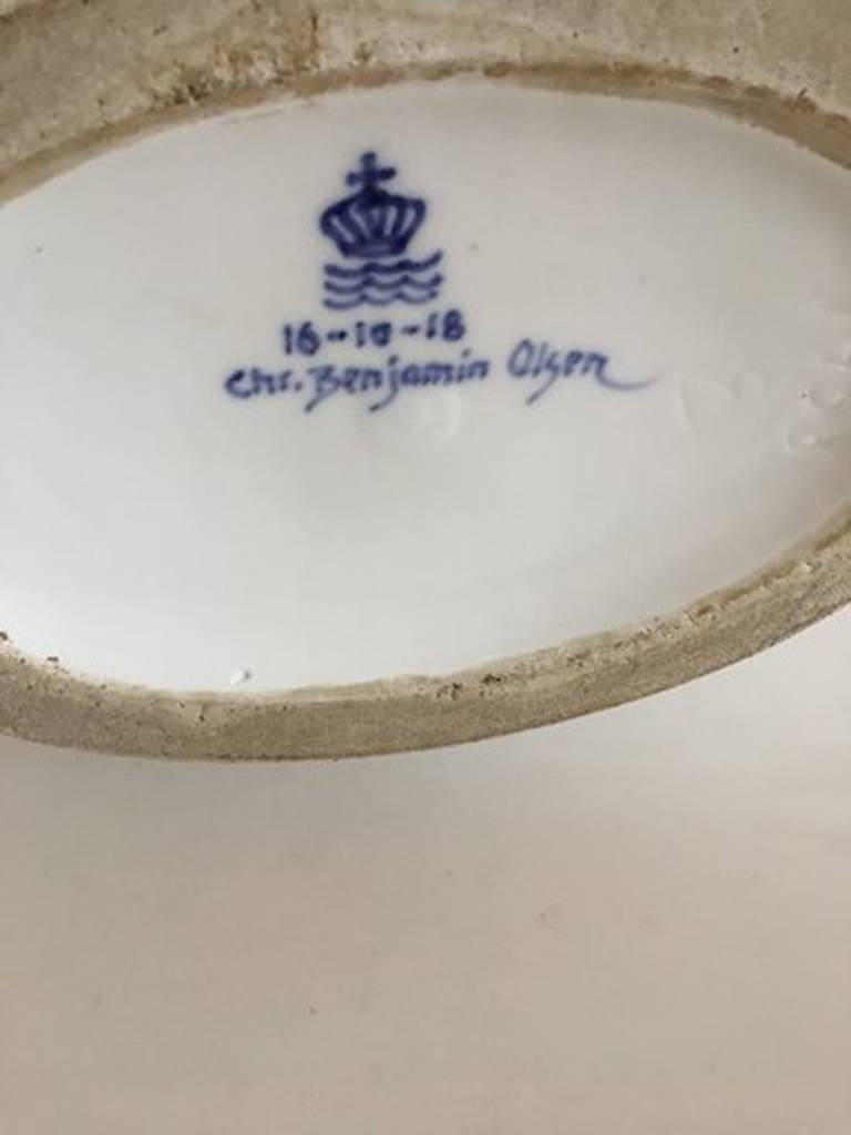 Danish Royal Copenhagen Unique Vase Decorated with Ships by Christian Benjamin Olsen For Sale
