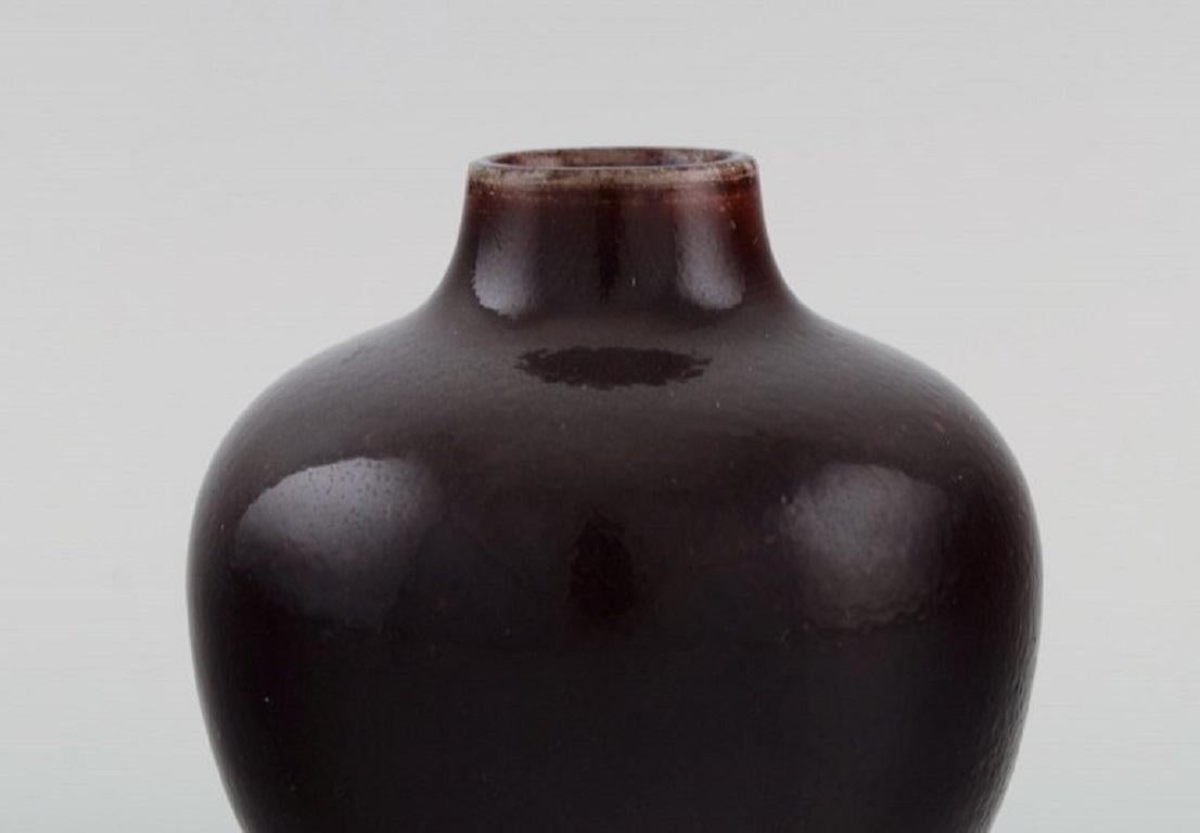 Mid-20th Century Royal Copenhagen Vase in Glazed Ceramics, Beautiful Ox Blood Glaze, Dated 1948 For Sale