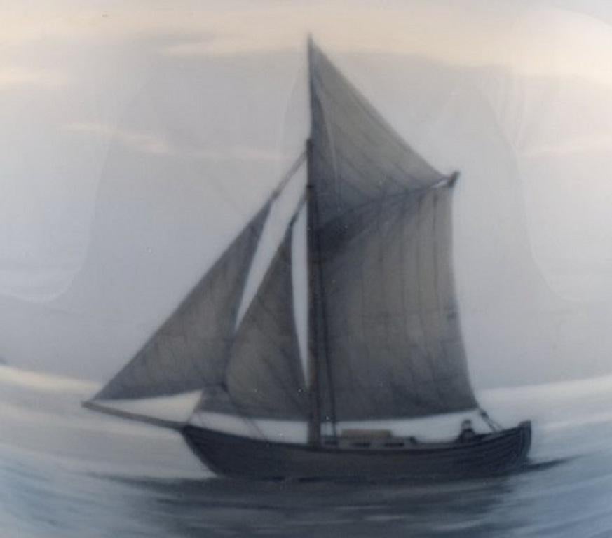 Royal Copenhagen Vase in Hand Painted Porcelain with Sailboat, 1930s-1940s 1