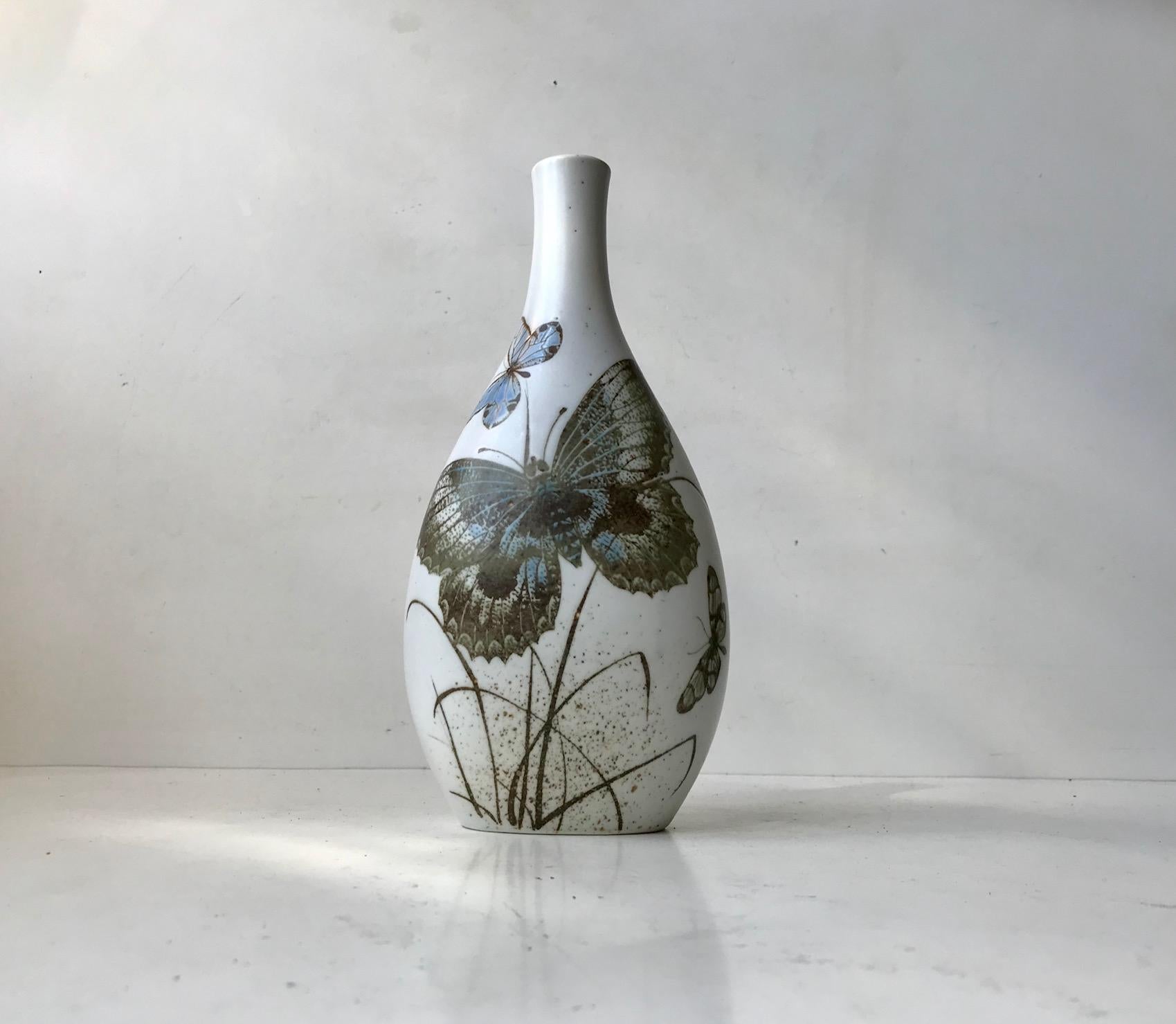 Ceramic Royal Copenhagen Vase with Butterflies by Nils Thorsson, 1970s