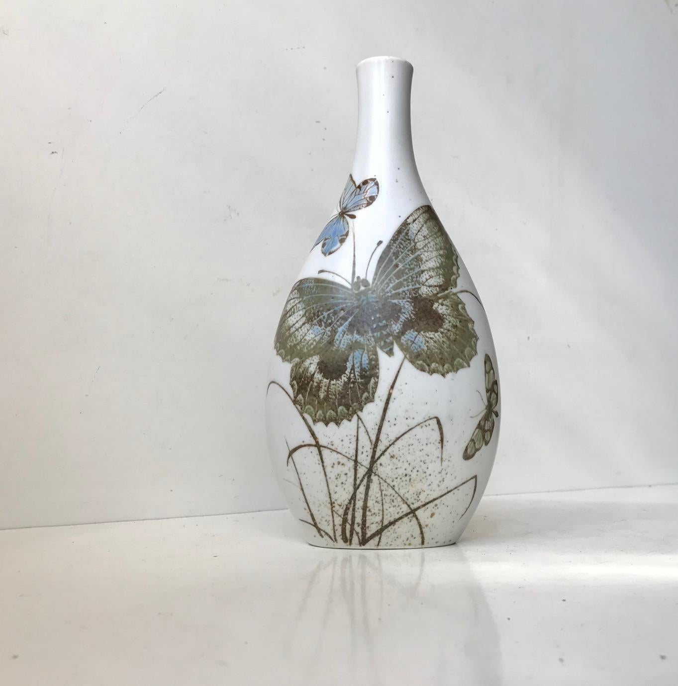 Royal Copenhagen Vase with Butterflies by Nils Thorsson, 1970s 1