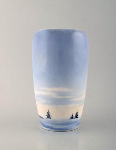 Royal Copenhagen, Vase with Winter Motif and Pine Cones, 1920s