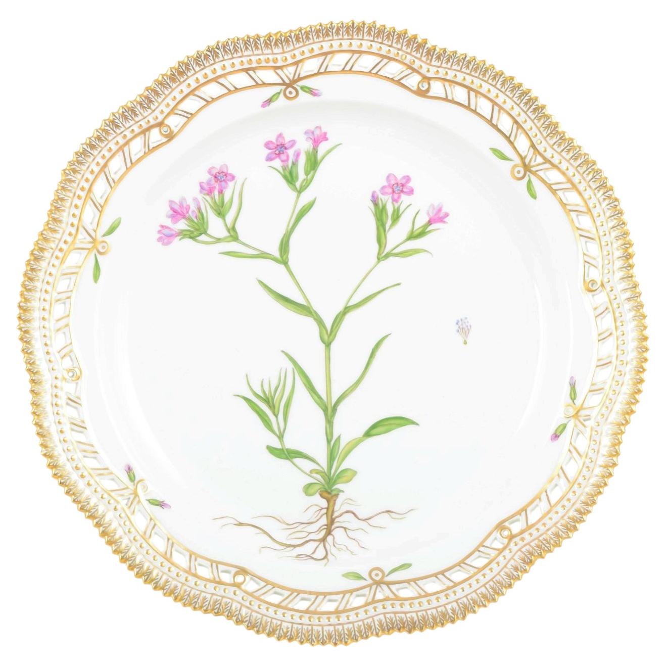 Royal Copenhagen. Very large Flora Danica platter with open pierced border.