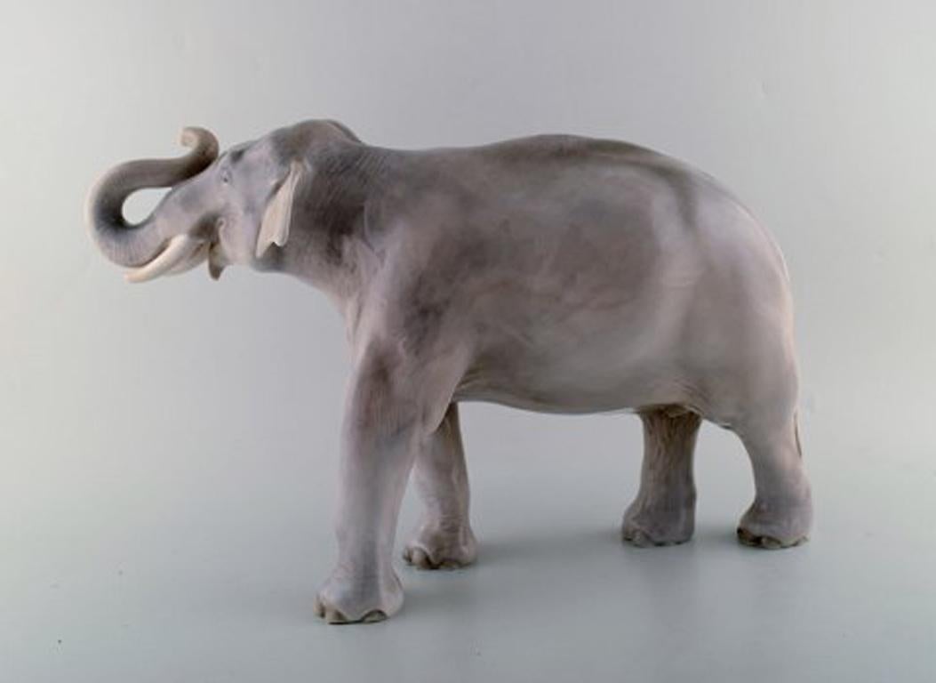 Late 19th Century Royal Copenhagen, Very Large, Rare and Impressive Elephant with Lifted Trunk