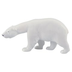 Royal Copenhagen, walking polar bear figurine in porcelain. Approx. 1930
