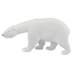 Royal Copenhagen, walking polar bear figurine in porcelain. Approx. 1930