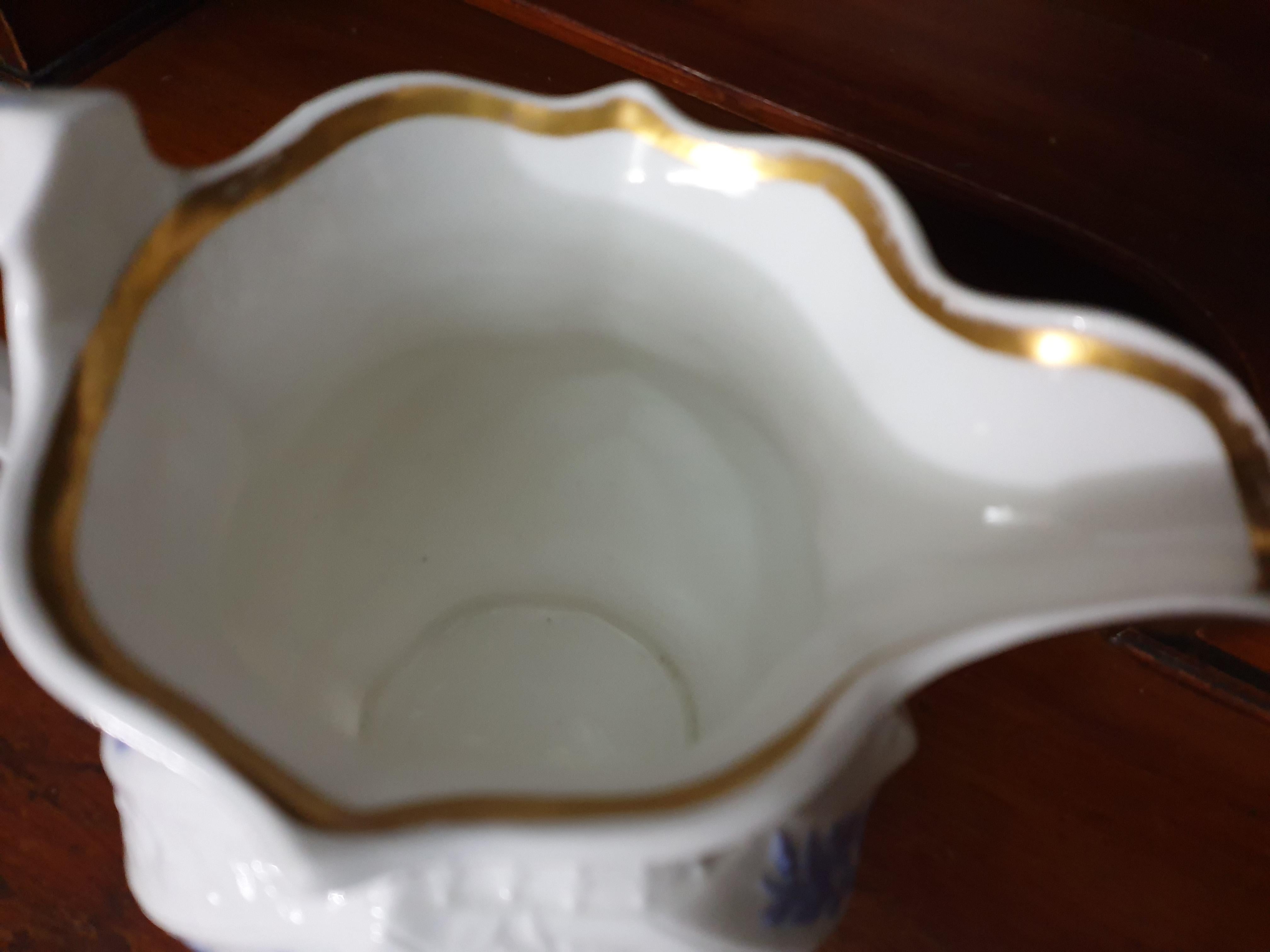 Royal Copenhagen Flower Embossed Violet & Crème Large Water Jug 19th Century For Sale 7