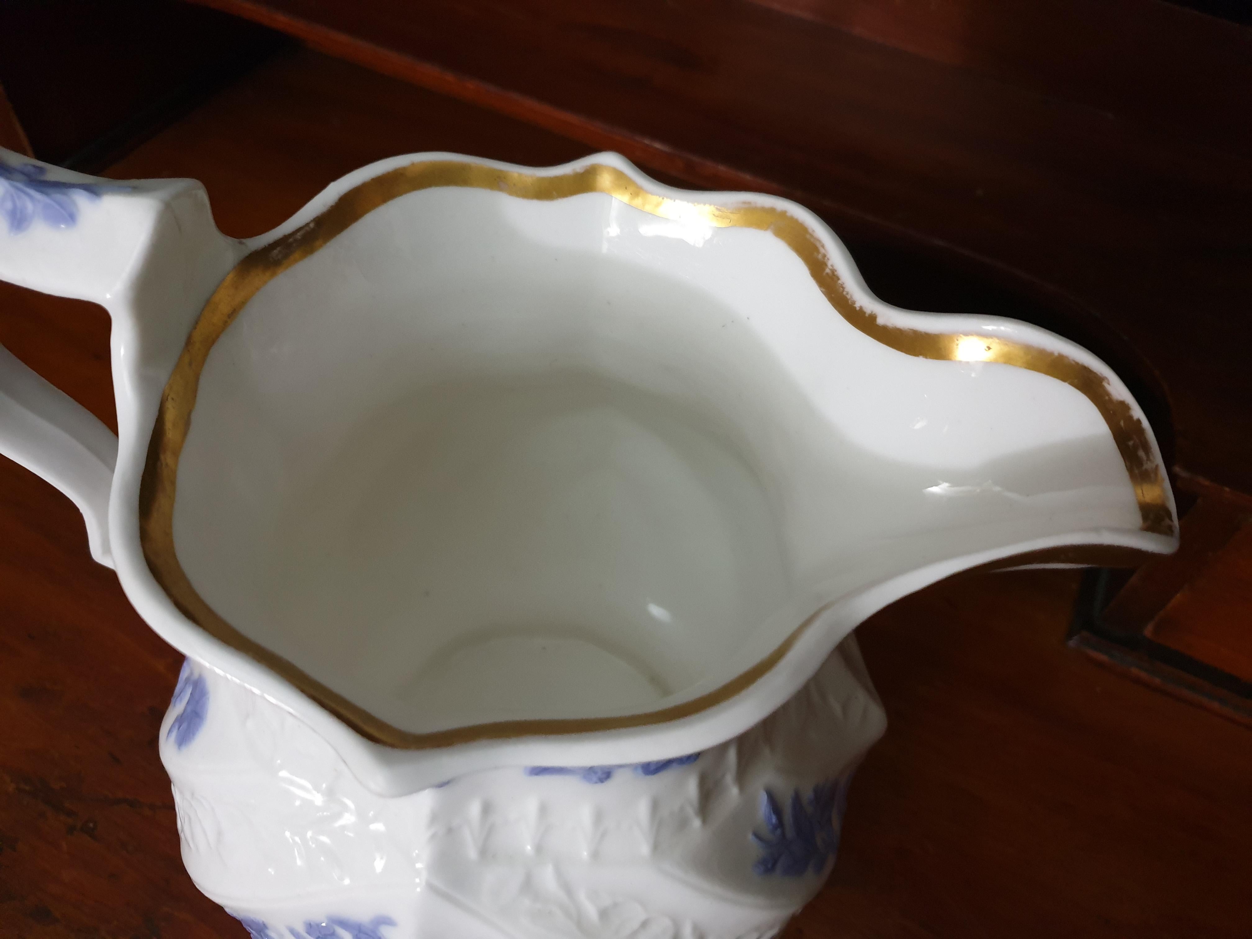 Royal Copenhagen Flower Embossed Violet & Crème Large Water Jug 19th Century For Sale 8
