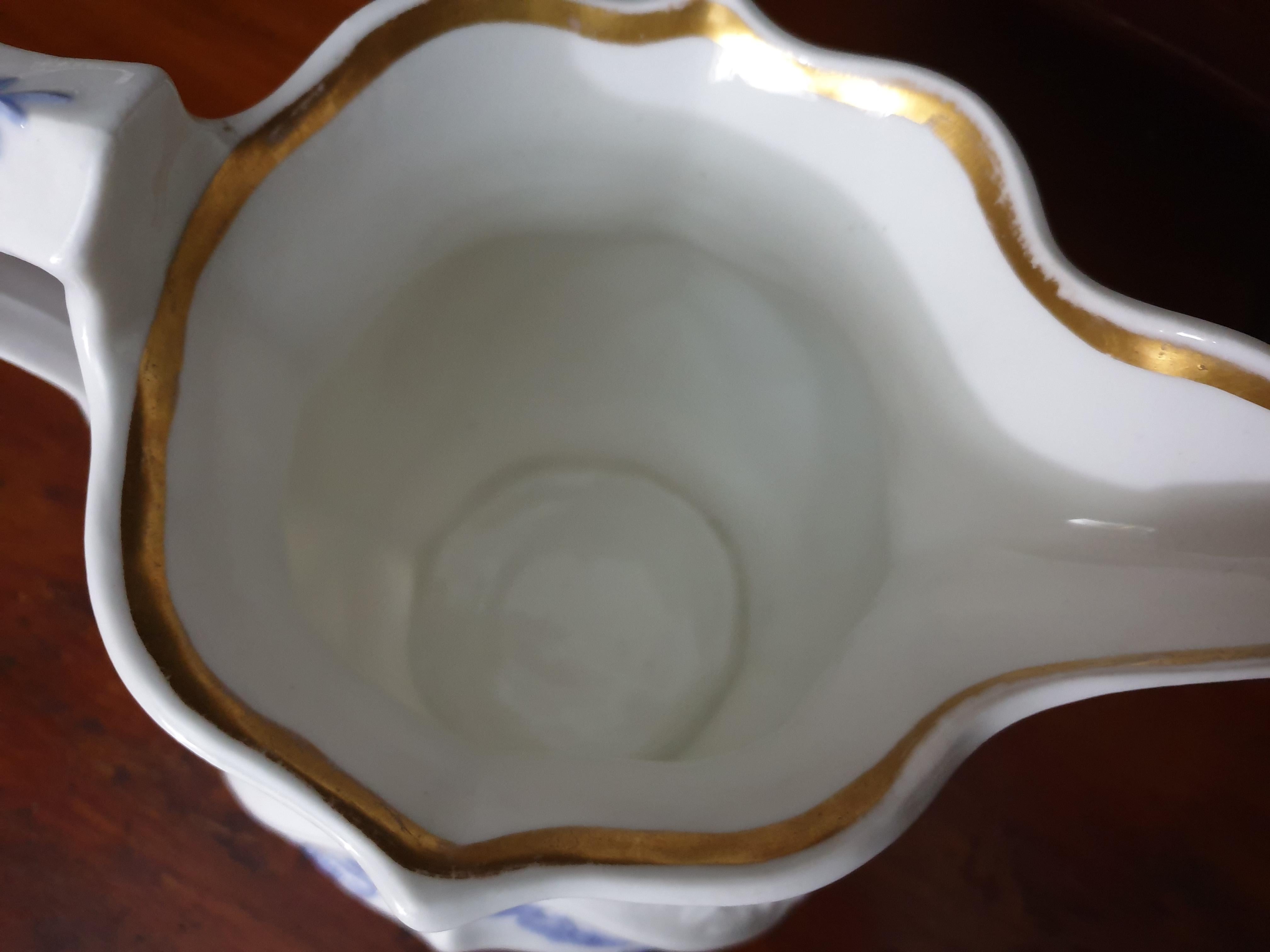 Royal Copenhagen Flower Embossed Violet & Crème Large Water Jug 19th Century For Sale 9