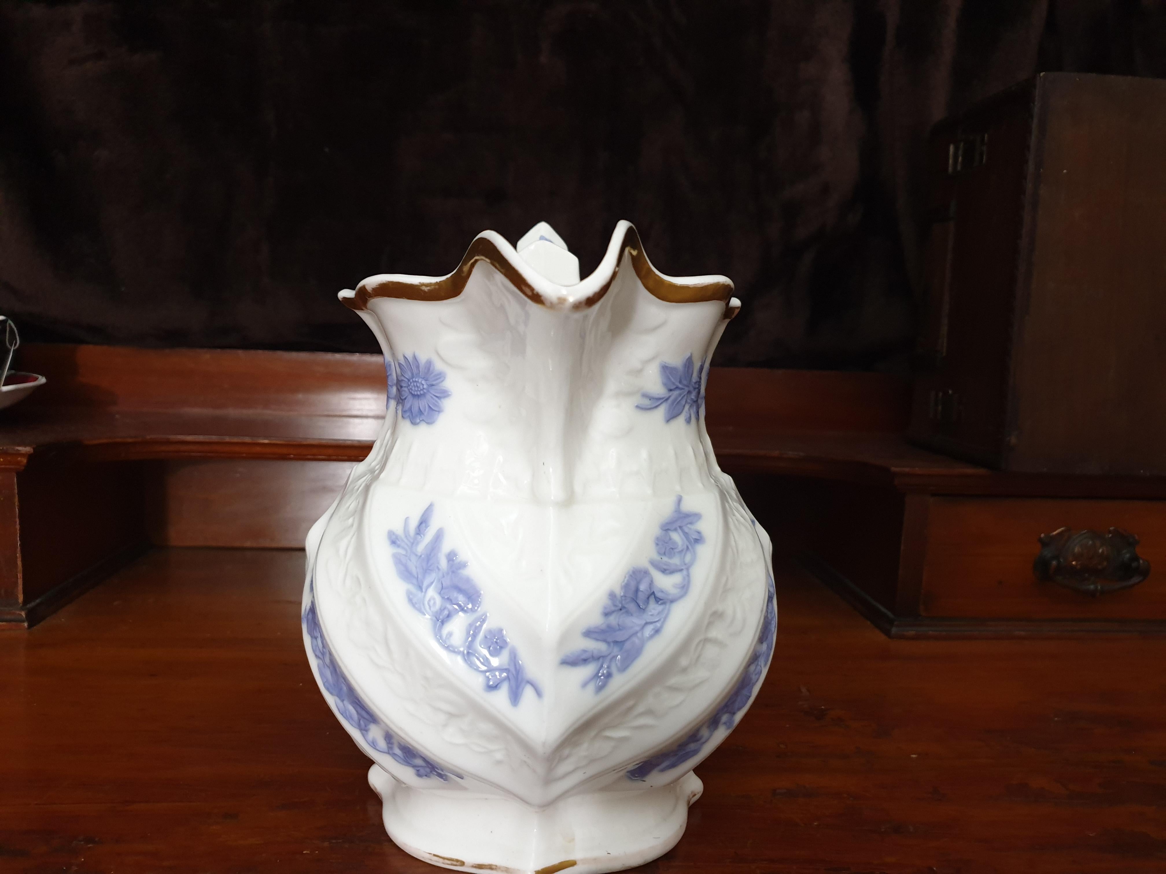 Royal Copenhagen Flower Embossed Violet & Crème Large Water Jug 19th Century For Sale 1
