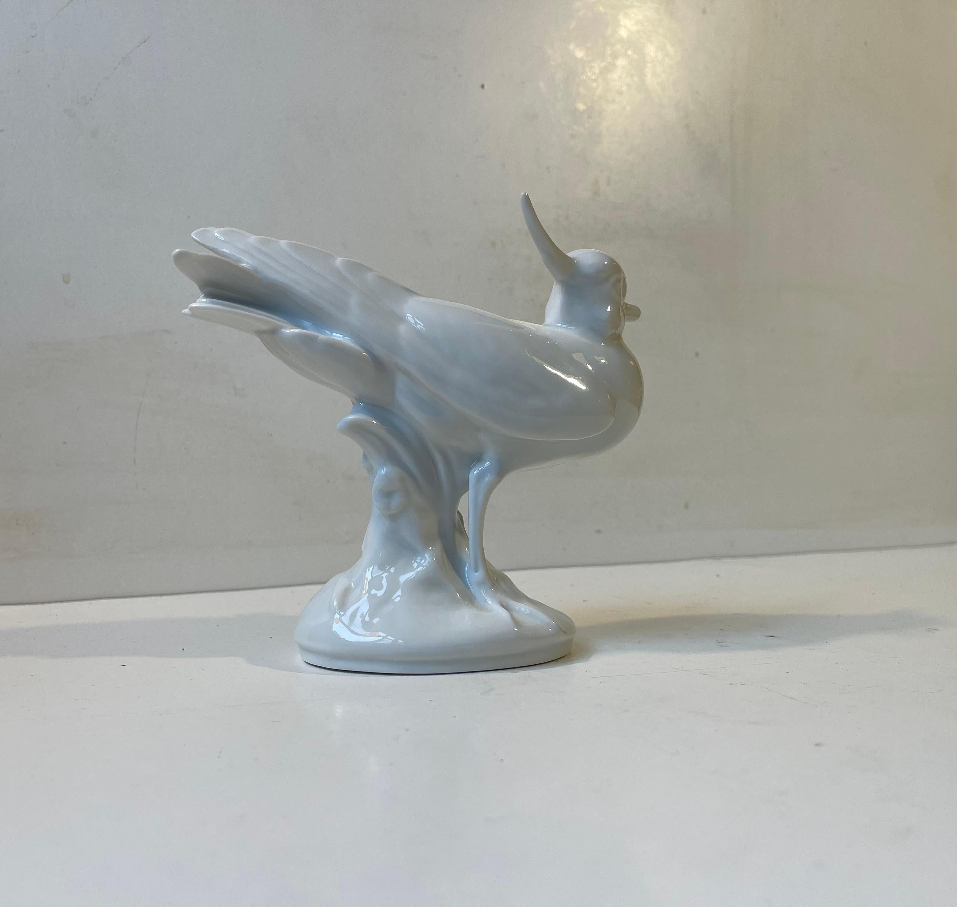 Danish Royal Copenhagen White Peace Bird Figurine in Glazed Porcelain For Sale