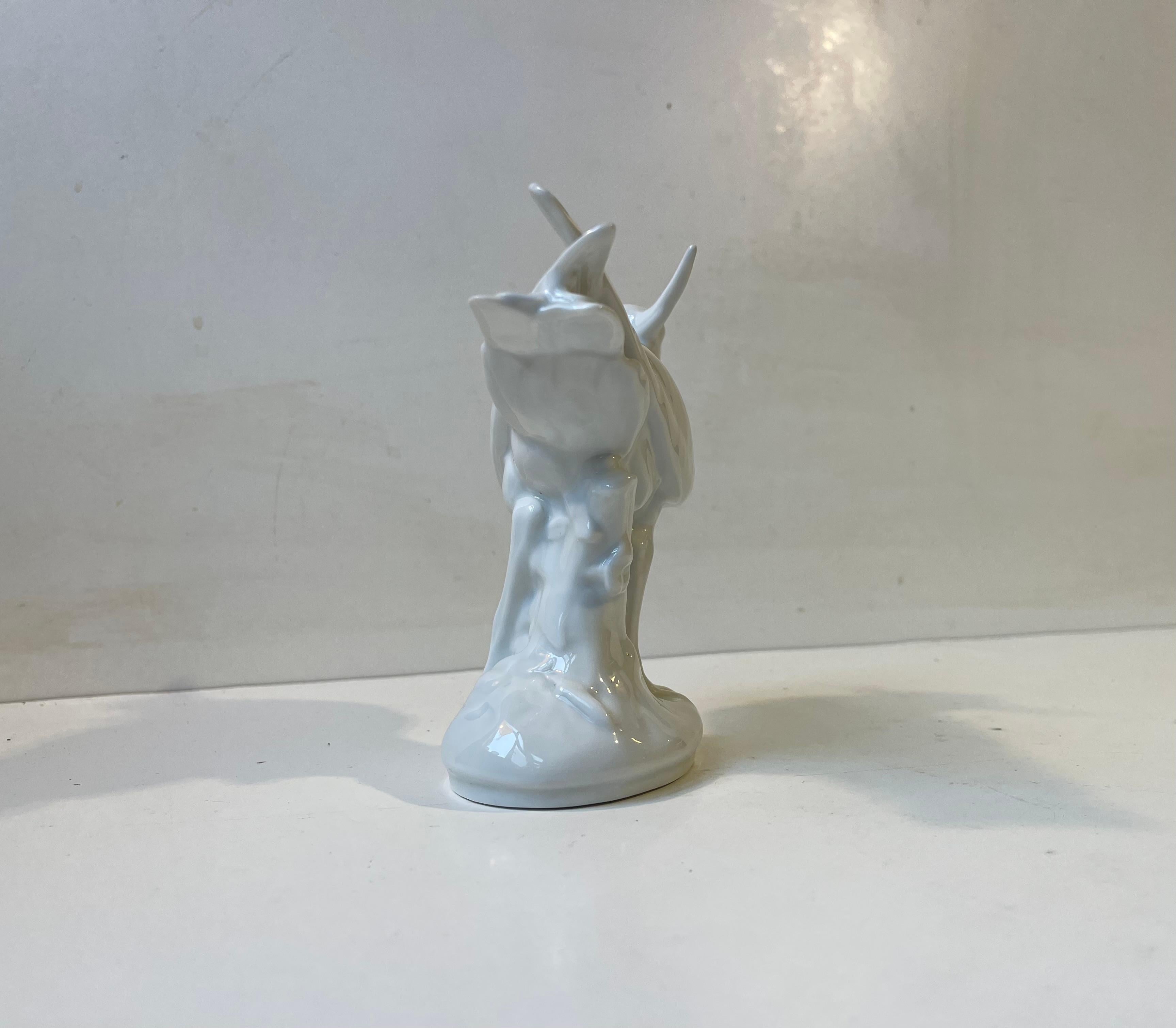 Royal Copenhagen White Peace Bird Figurine in Glazed Porcelain For Sale 2