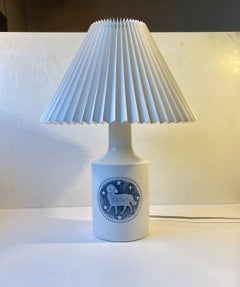 Royal Copenhagen White Porcelain Table Lamp by Kaj Lange for Fog & Mørup, 1970s