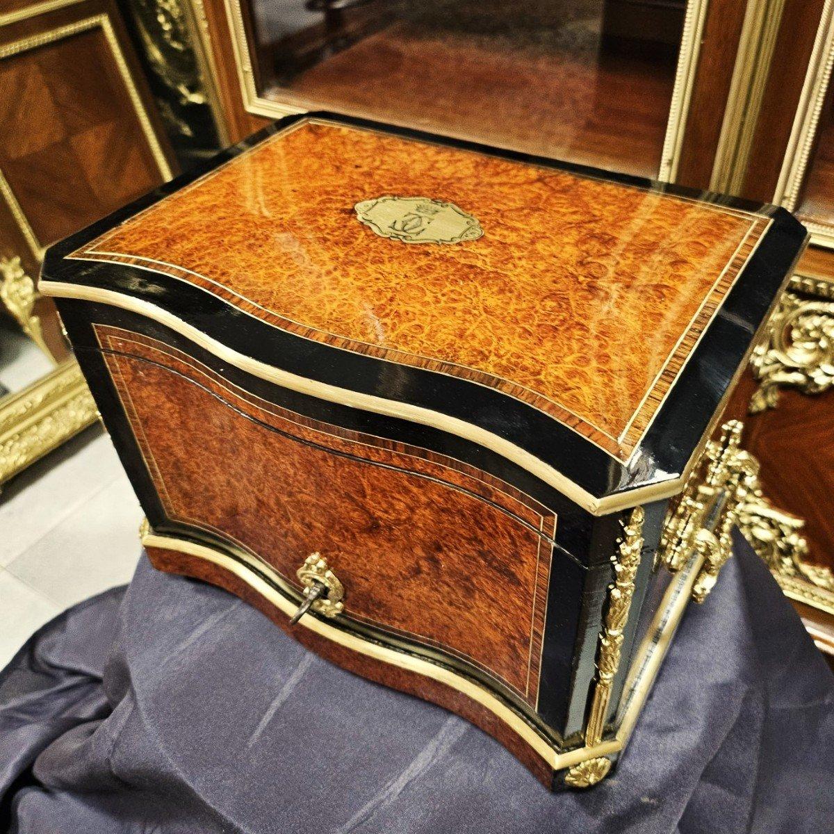 Cigar Humidor Signed by Alphonse Giroux Count Boulle Crown Napoleon III Period Napoleon 3