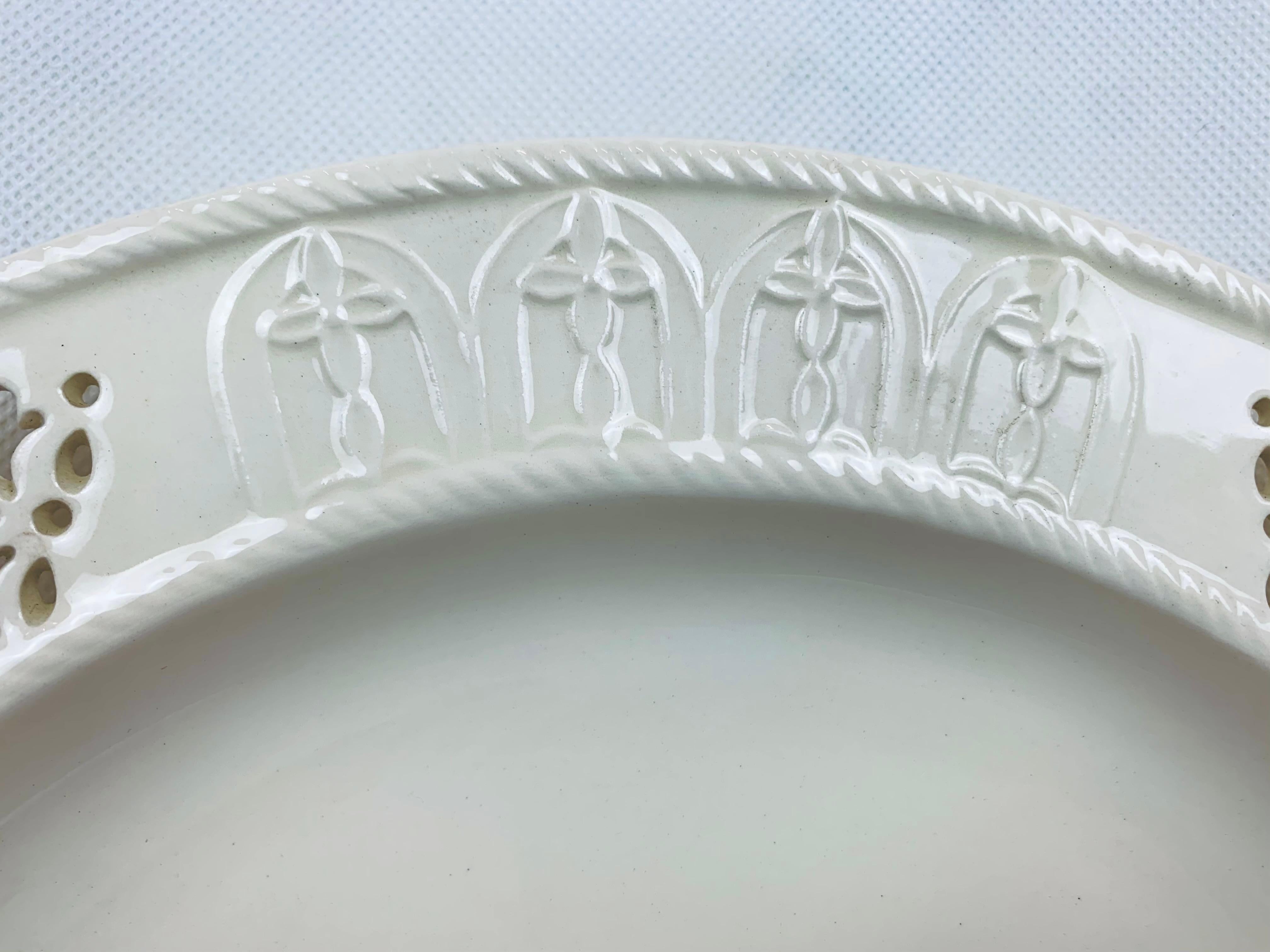 Glazed Royal Creamware Charger with Reticulated Border-12 1/4” Diameter For Sale