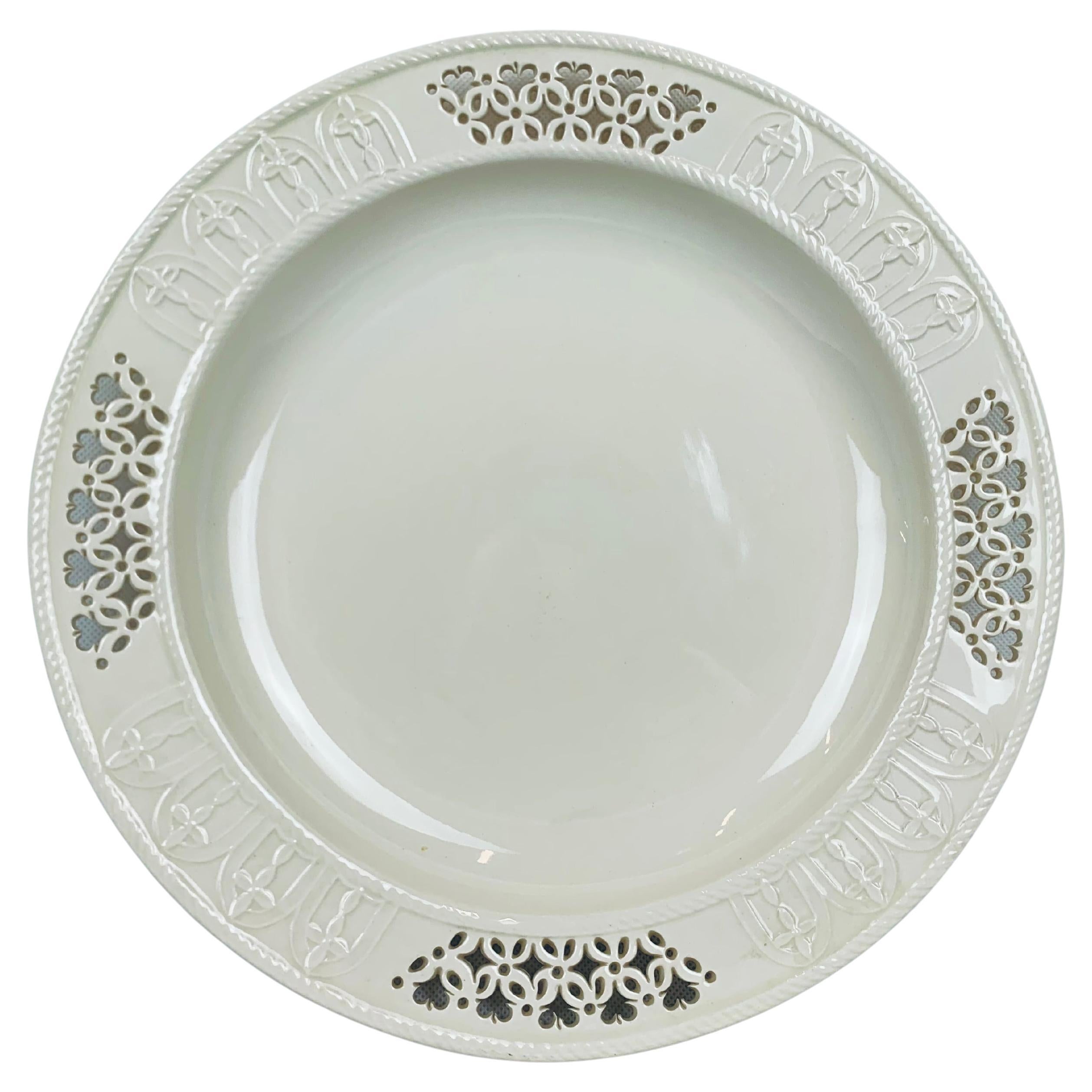 Royal Creamware Charger with Reticulated Border-12 1/4” Diameter For Sale