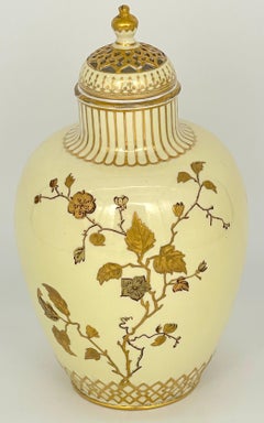 Royal Crown Derby Aesthetic Movement Gilt Potpourri Vase with Pierced Lid, 1892