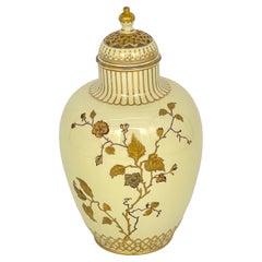Royal Crown Derby Aesthetic Movement Gilt Potpourri Vase with Pierced Lid, 1892