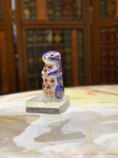 Figure de Chipmunk en porcelaine bleu doré:: signée Royal Crown Derby