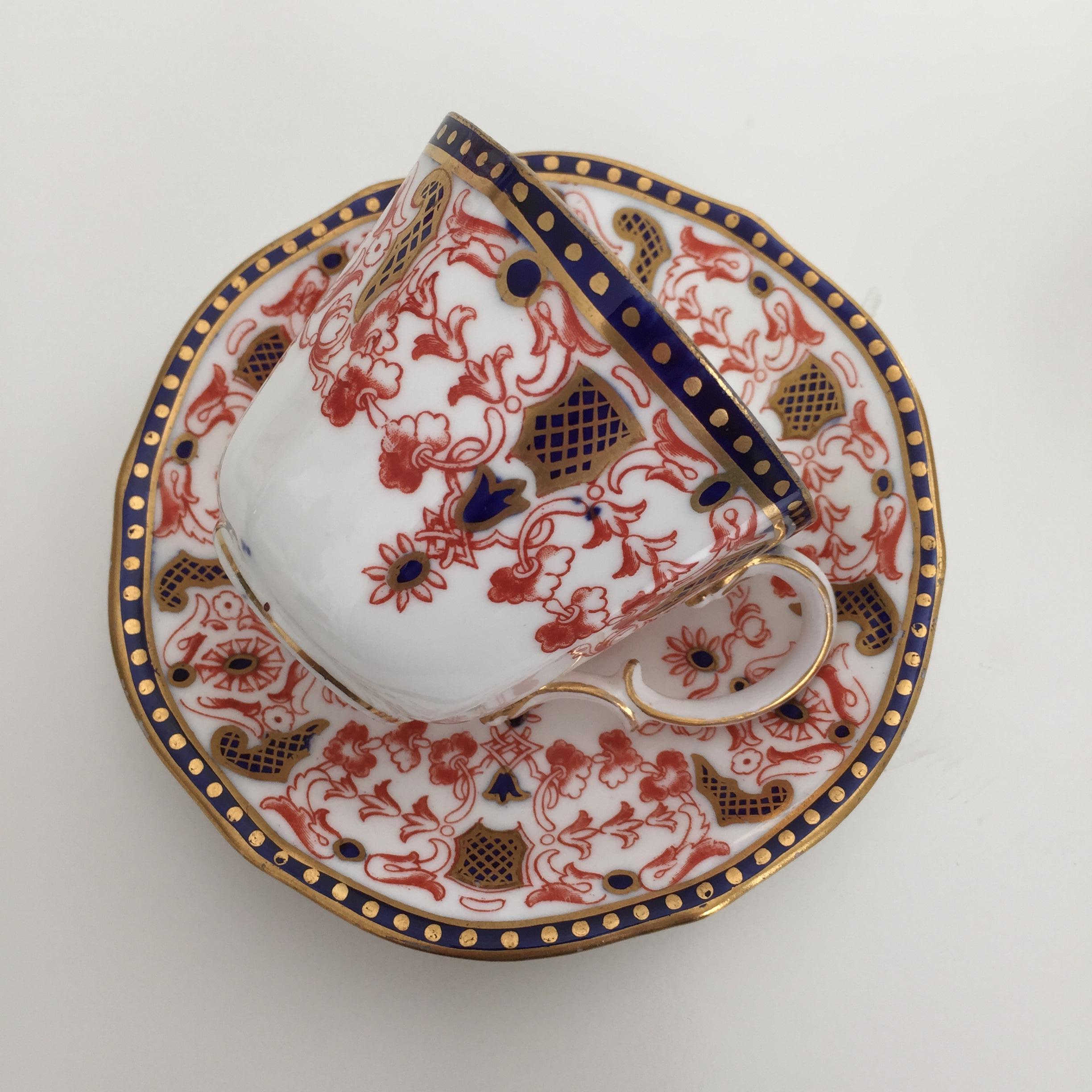 Hand-Painted Royal Crown Derby Breakfast Tea Set, Imari Pattern, 1899