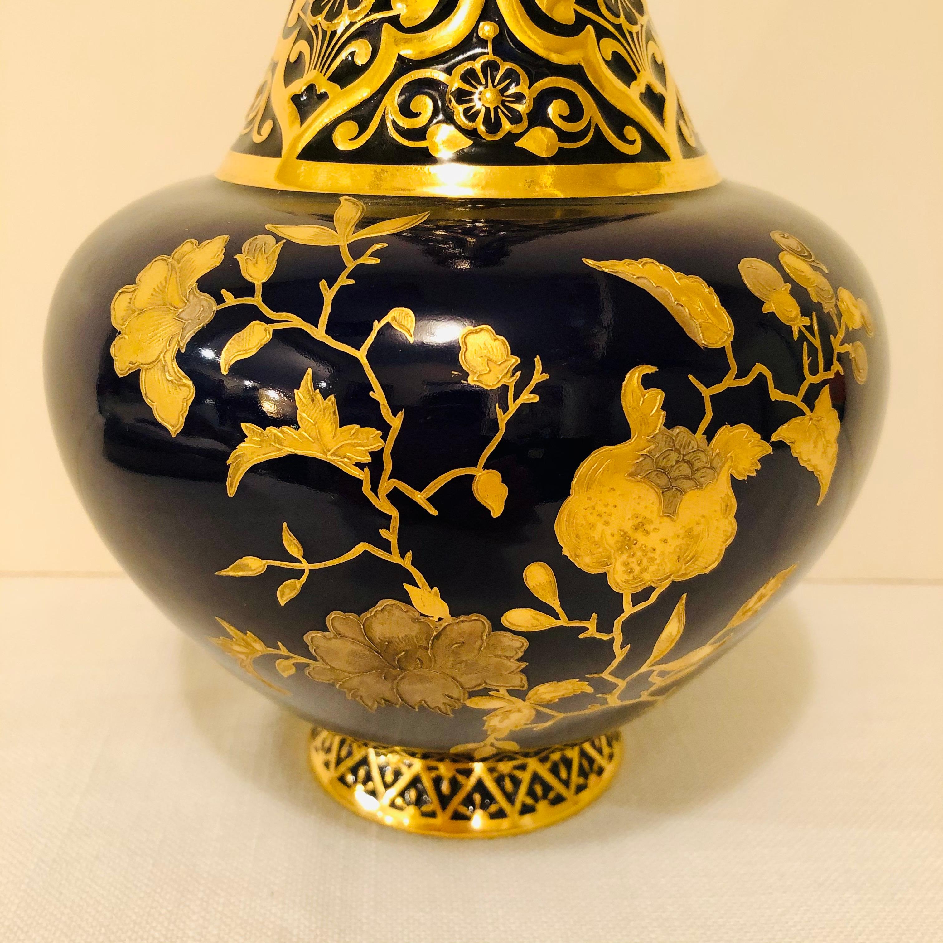 Royal Crown Derby Cobalt Vase Decorated with Raised Gilding 2