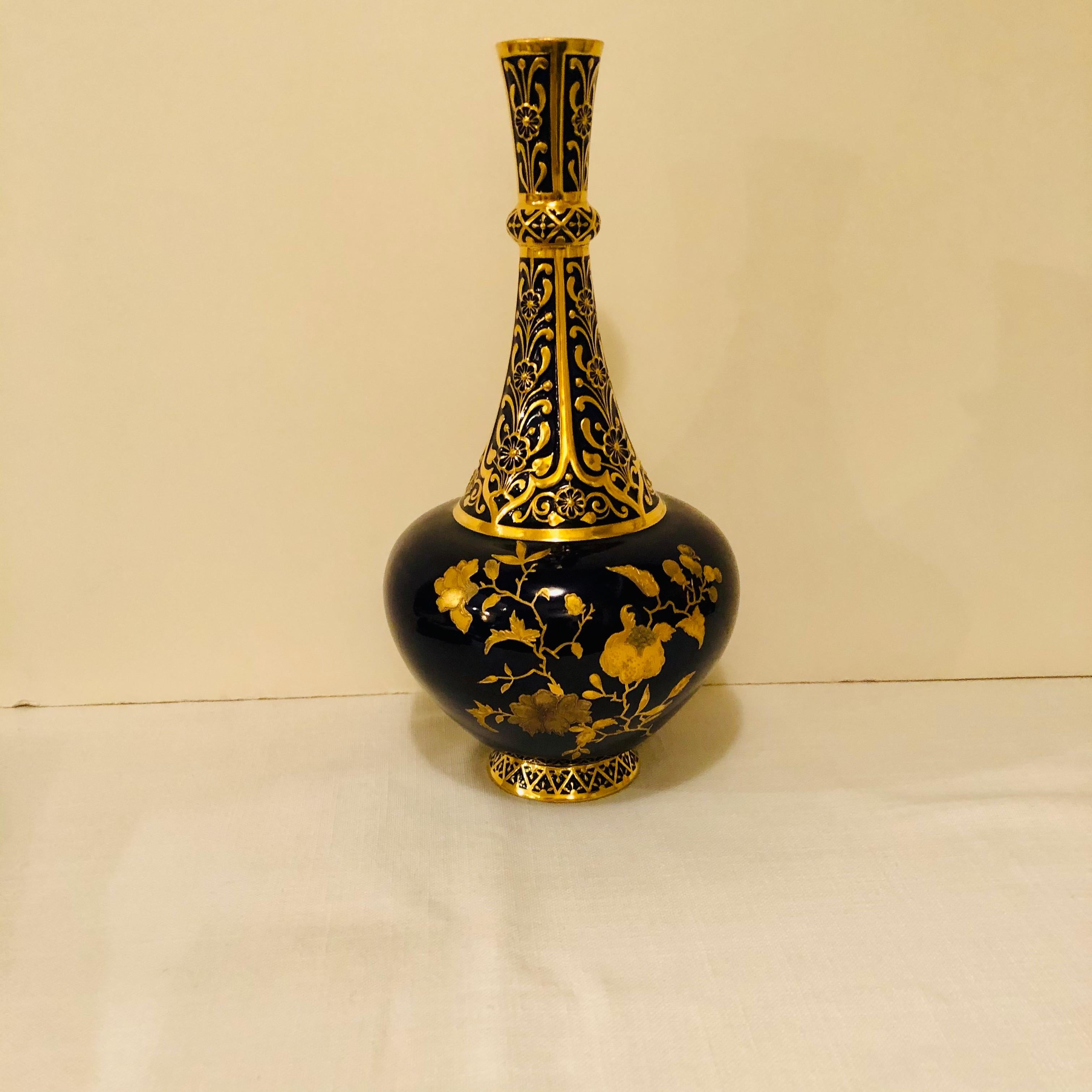 Royal Crown Derby Cobalt Vase Decorated with Raised Gilding 4