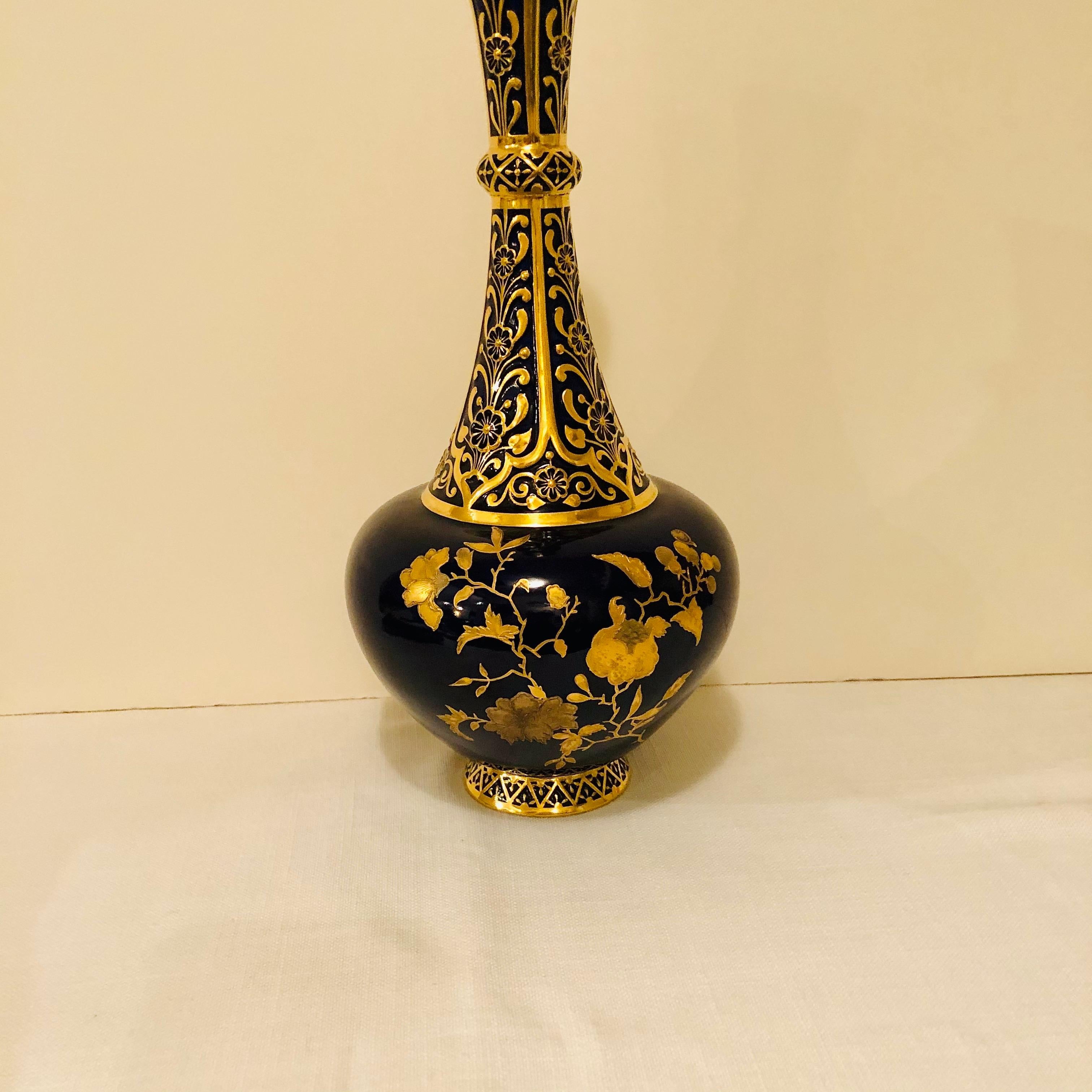 Royal Crown Derby Cobalt Vase Decorated with Raised Gilding 1