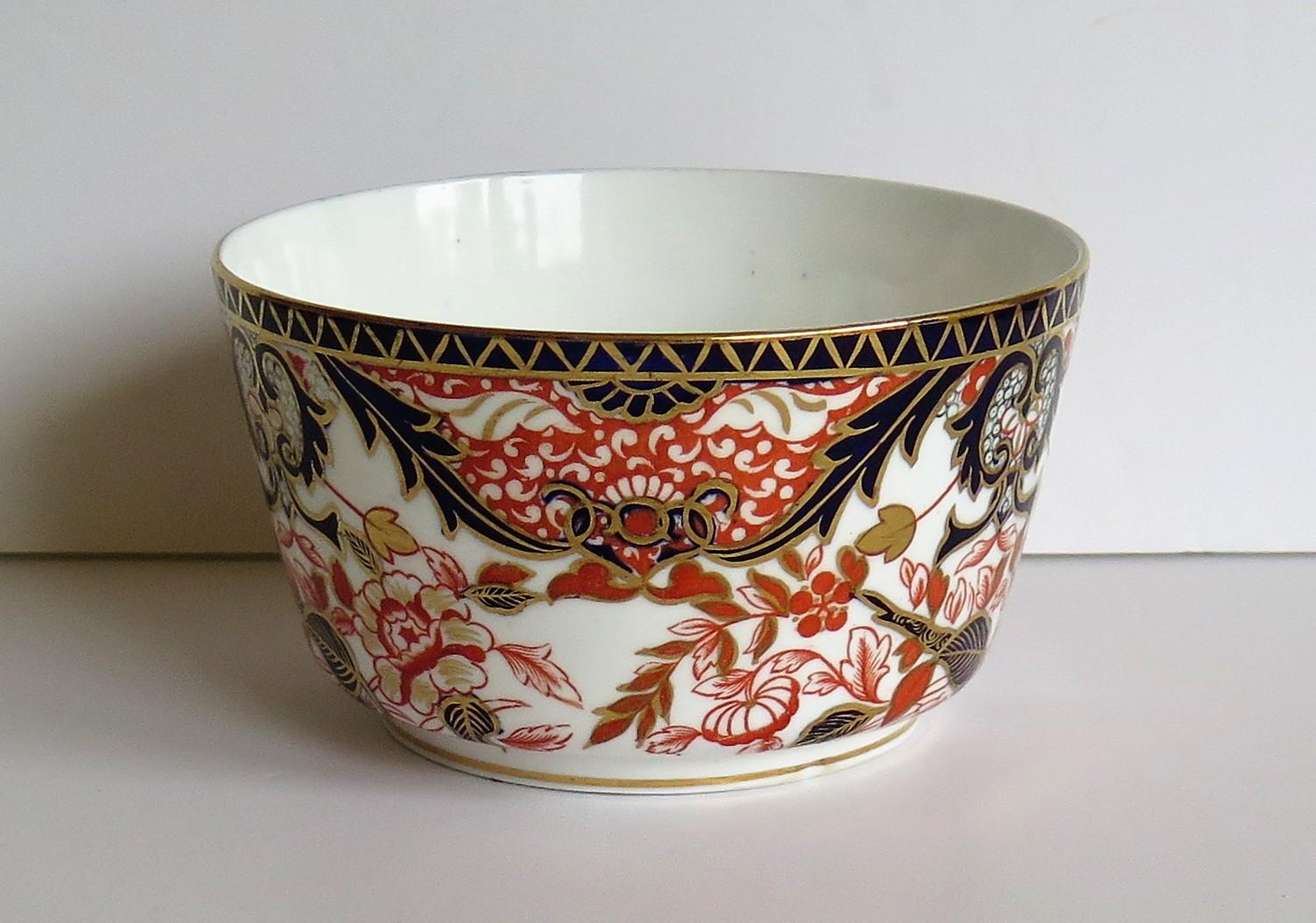 Victorian Royal Crown Derby Deep Porcelain Bowl in King's Pattern No. 383, 19th Century