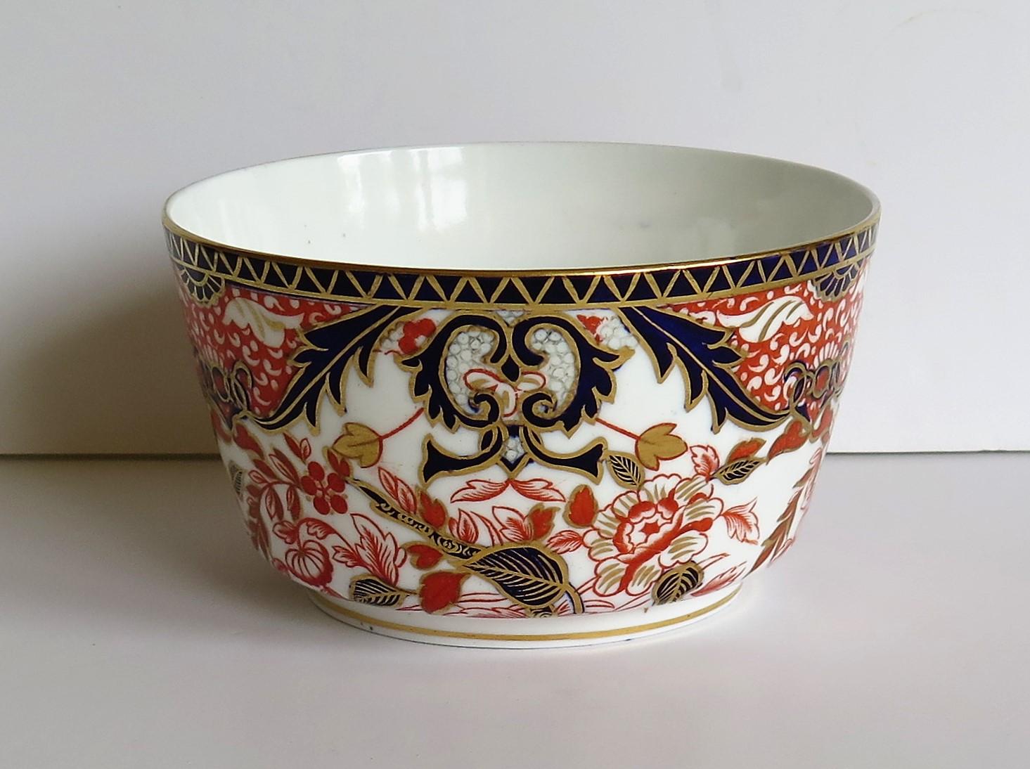 English Royal Crown Derby Deep Porcelain Bowl in King's Pattern No. 383, 19th Century