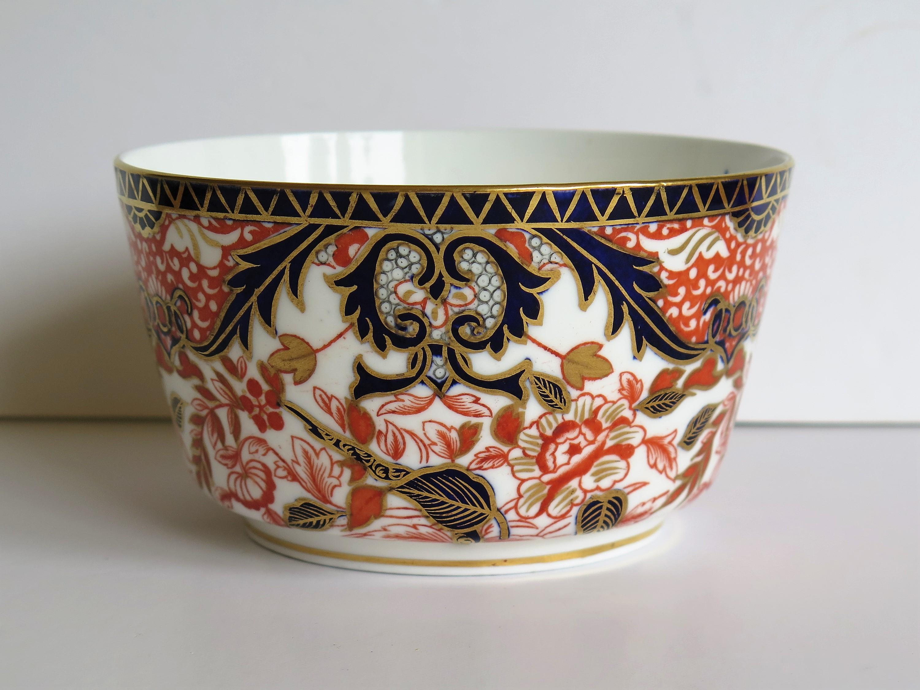 Hand-Painted Royal Crown Derby Deep Porcelain Bowl in King's Pattern No. 383, 19th Century