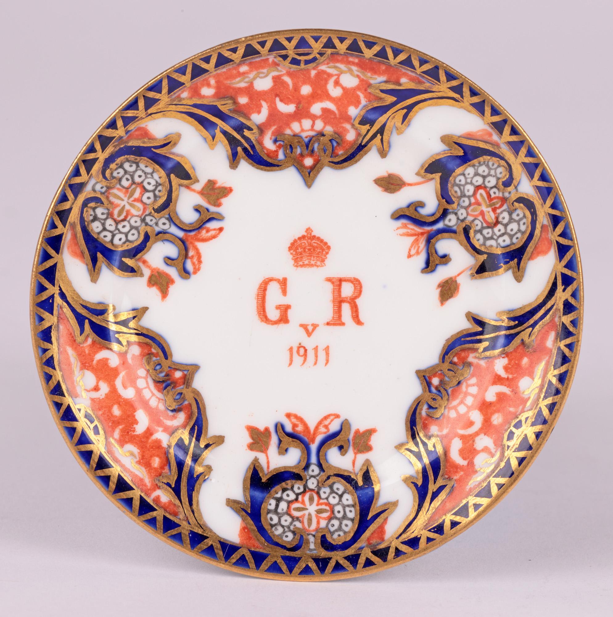 Arts and Crafts Royal Crown Derby George V Commemorative Coronation Pin Dish