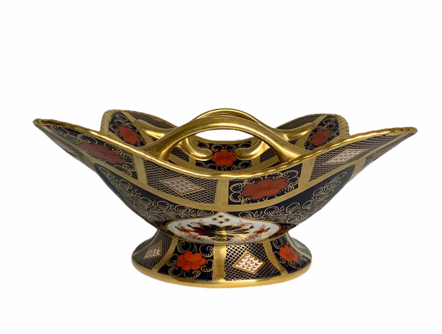 Royal Crown Derby Gold Hand-Painted Porcelain Imari Stil Korb im Angebot 3