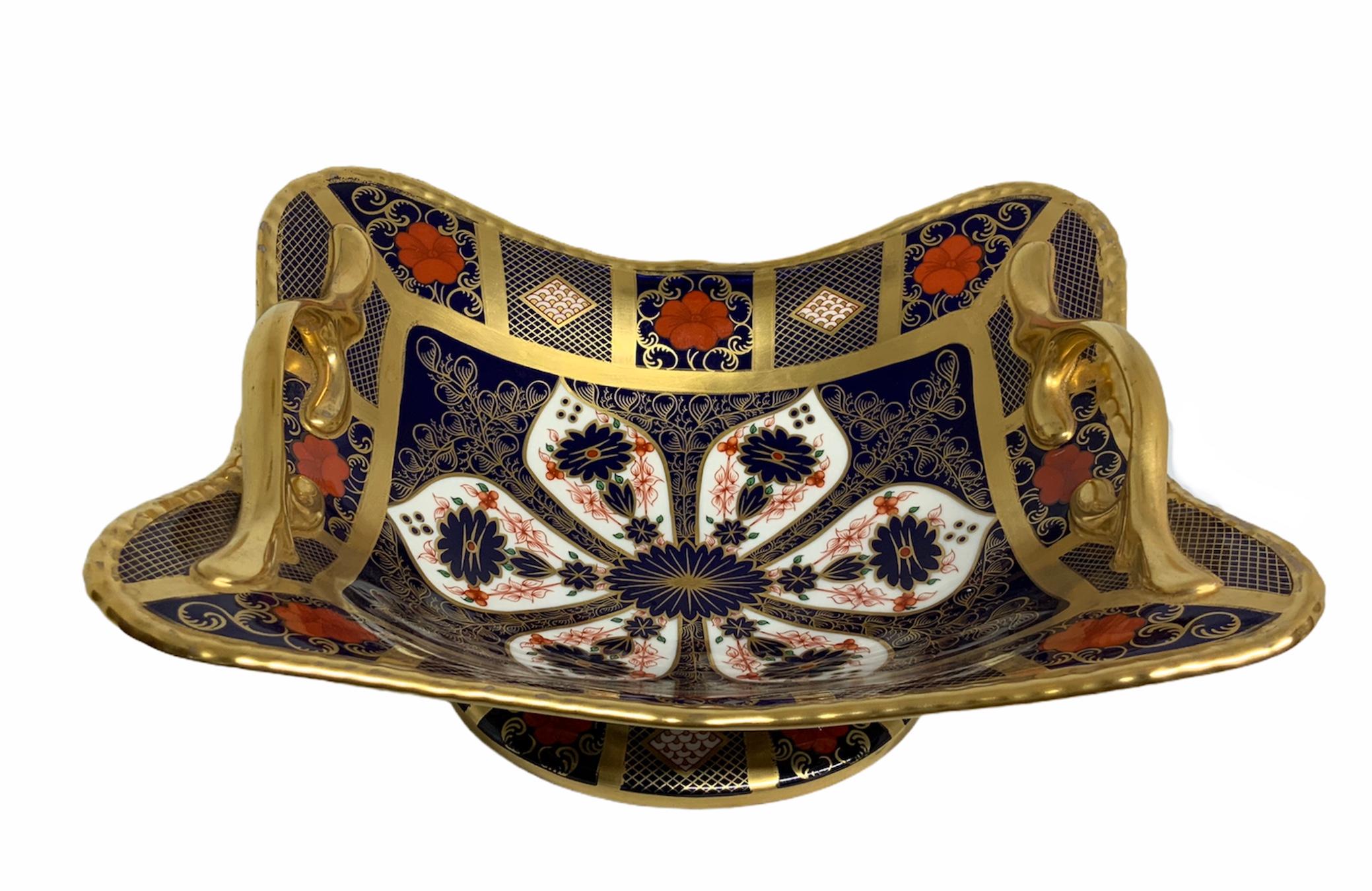 Royal Crown Derby Gold Hand-Painted Porcelain Imari Stil Korb (Handbemalt) im Angebot