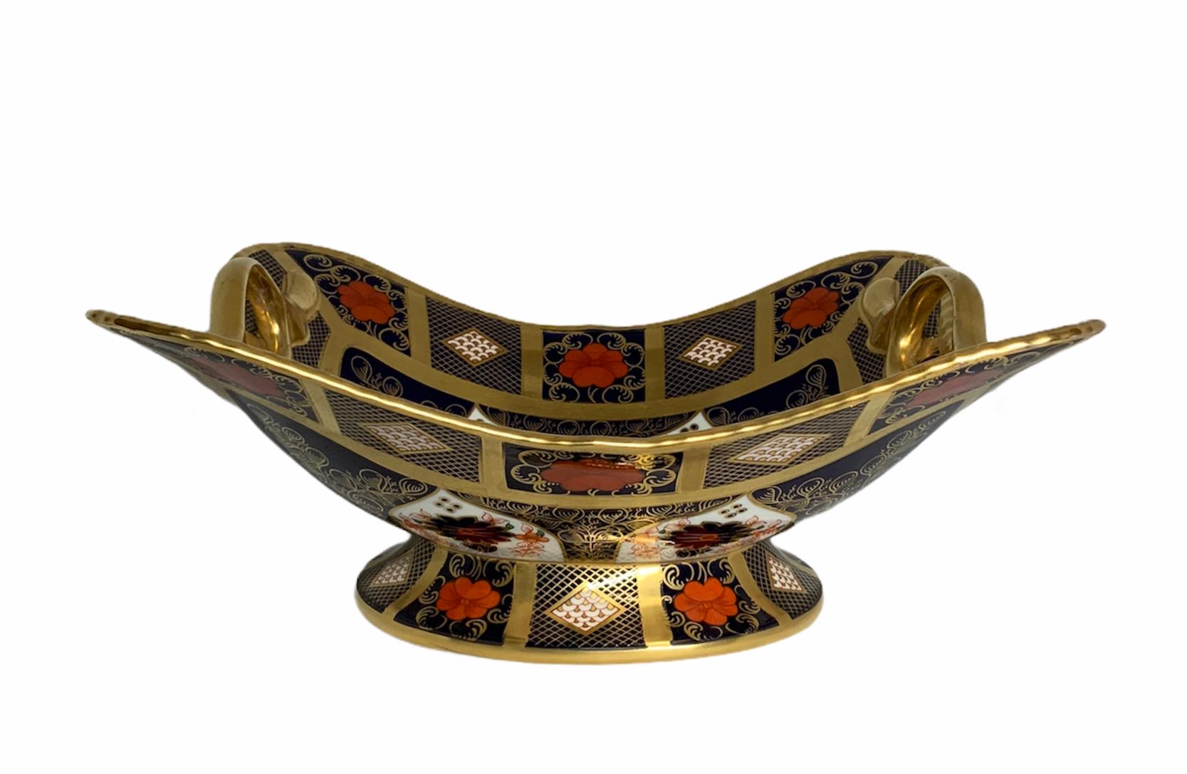 English Royal Crown Derby Gold Hand-Painted Porcelain Imari Style Basket