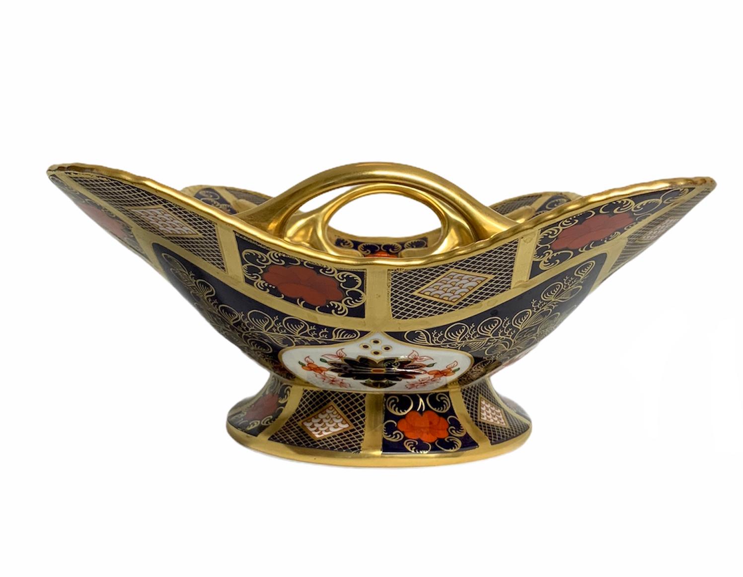 Royal Crown Derby Gold Hand-Painted Porcelain Imari Stil Korb (Porzellan) im Angebot