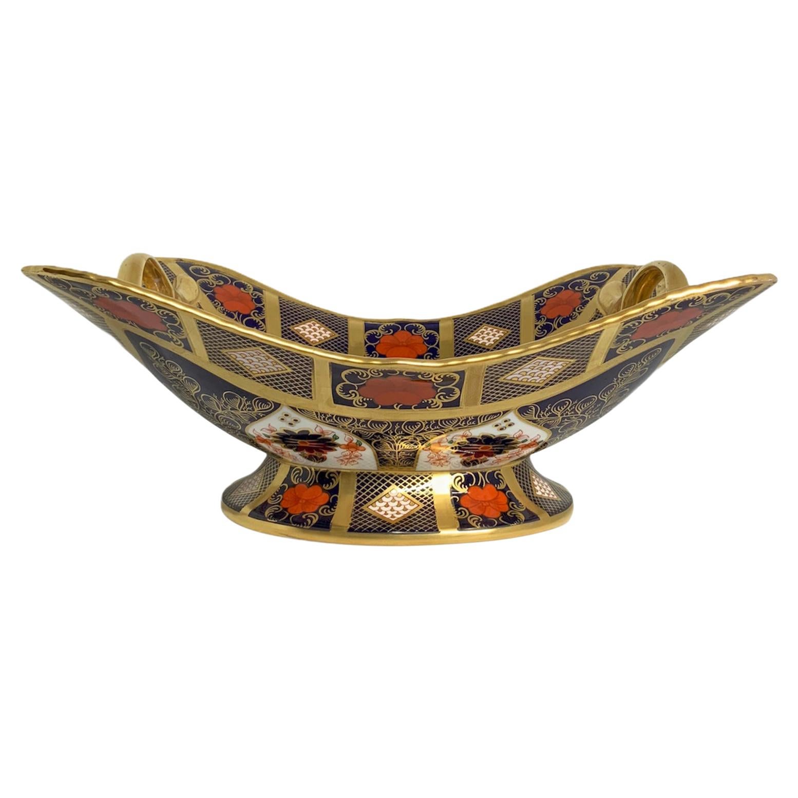Royal Crown Derby Gold Hand-Painted Porcelain Imari Stil Korb