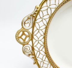 Royal Crown Derby Hand Painted Beaded Enamel Reticulated Porcelain Tray