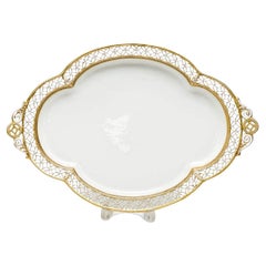 Antique Royal Crown Derby Hand Painted Beaded Enamel Reticulated Porcelain Tray