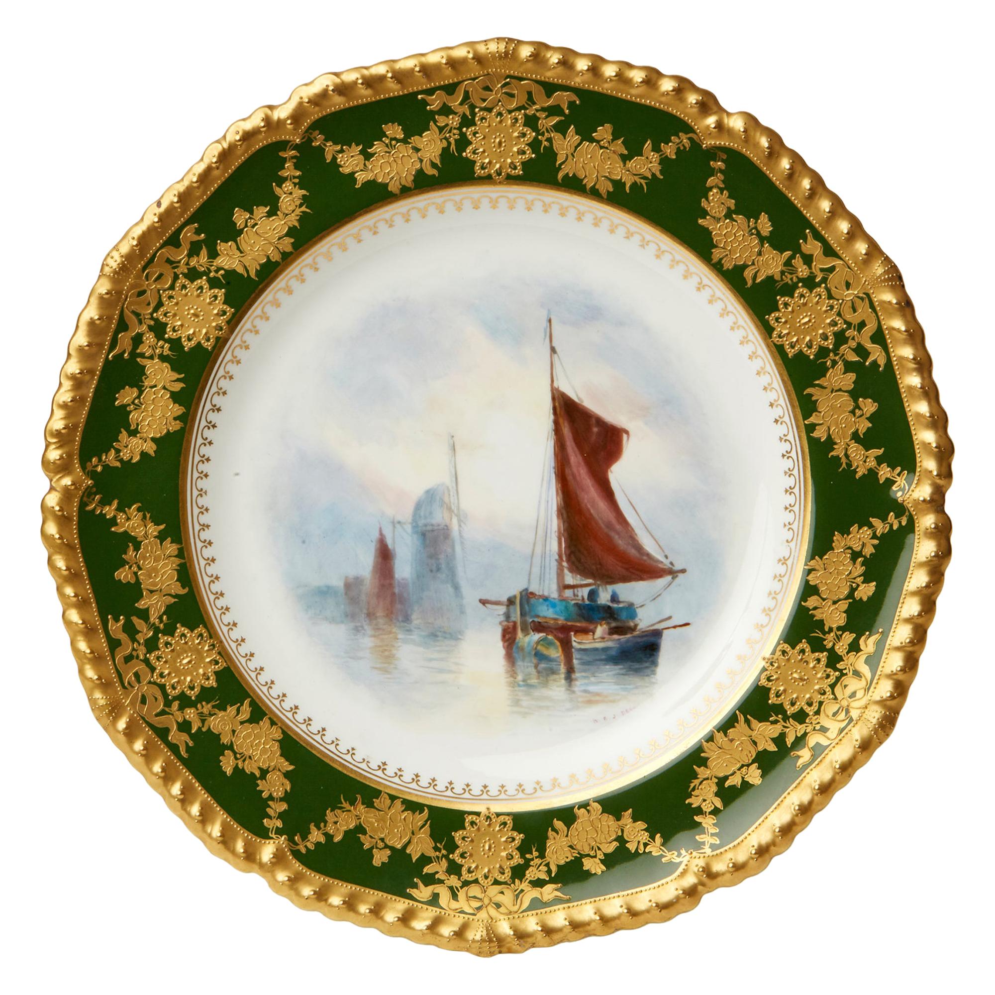 Royal Crown Derby Hand Painted Cabinet Plate by WJE Dean 1917