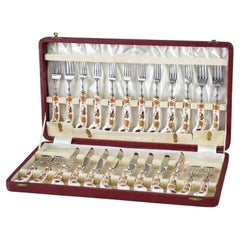 Vintage Royal Crown Derby Hand Painted & Gilt Porcelain Flatware, 24 Pieces, 20th C