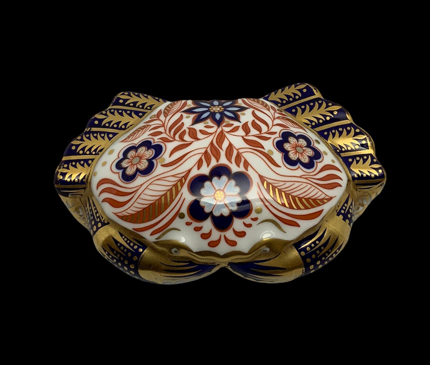 Hand-Painted Royal Crown Derby Hand Painted Porcelain Imari Style Crab Paperweight