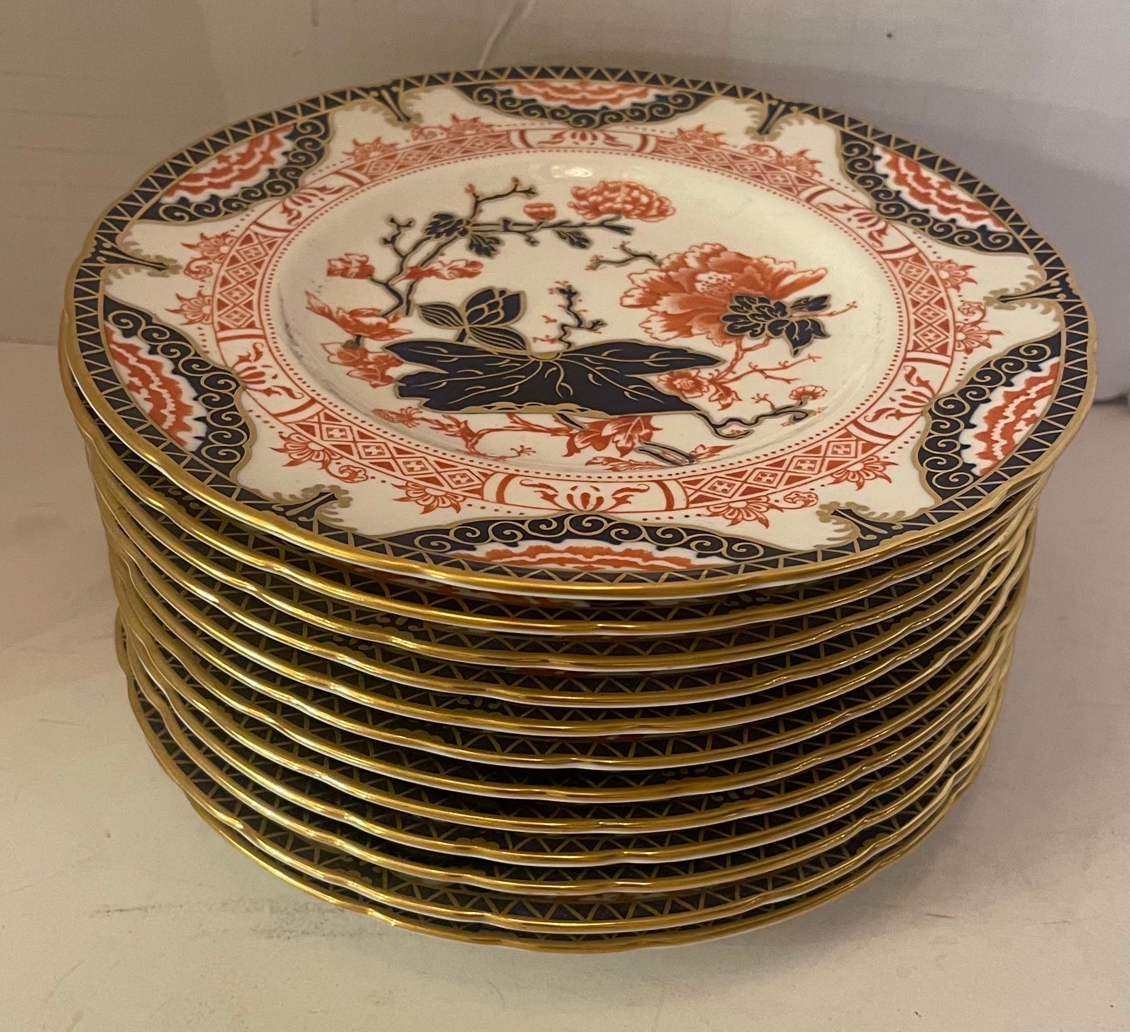 Anglais Assiettes à dessert en porcelaine Royal Crown Derby Imari King''s Old Japan 33972Z en vente