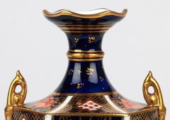 Royal Crown Derby Imari Pattern Hexagonal Pedestal Porcelain Vase