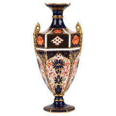 Royal Crown Derby Imari Pattern Hexagonal Pedestal Porcelain Vase