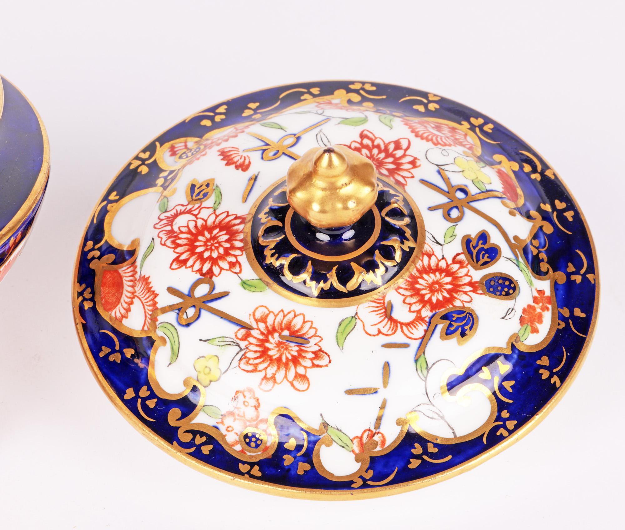 Art Deco Royal Crown Derby Imari Pattern Porcelain Lidded Trinket Pot