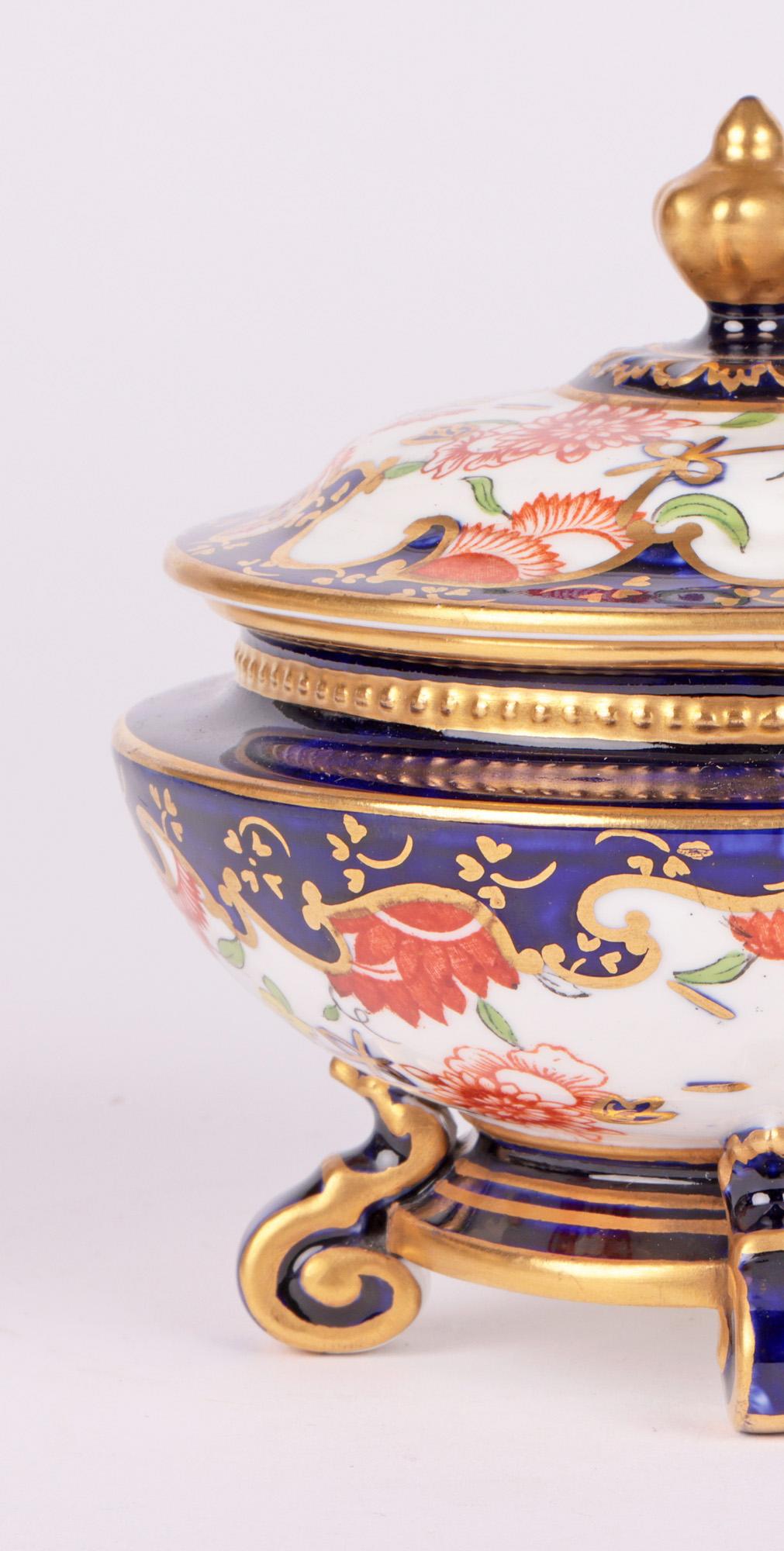 English Royal Crown Derby Imari Pattern Porcelain Lidded Trinket Pot