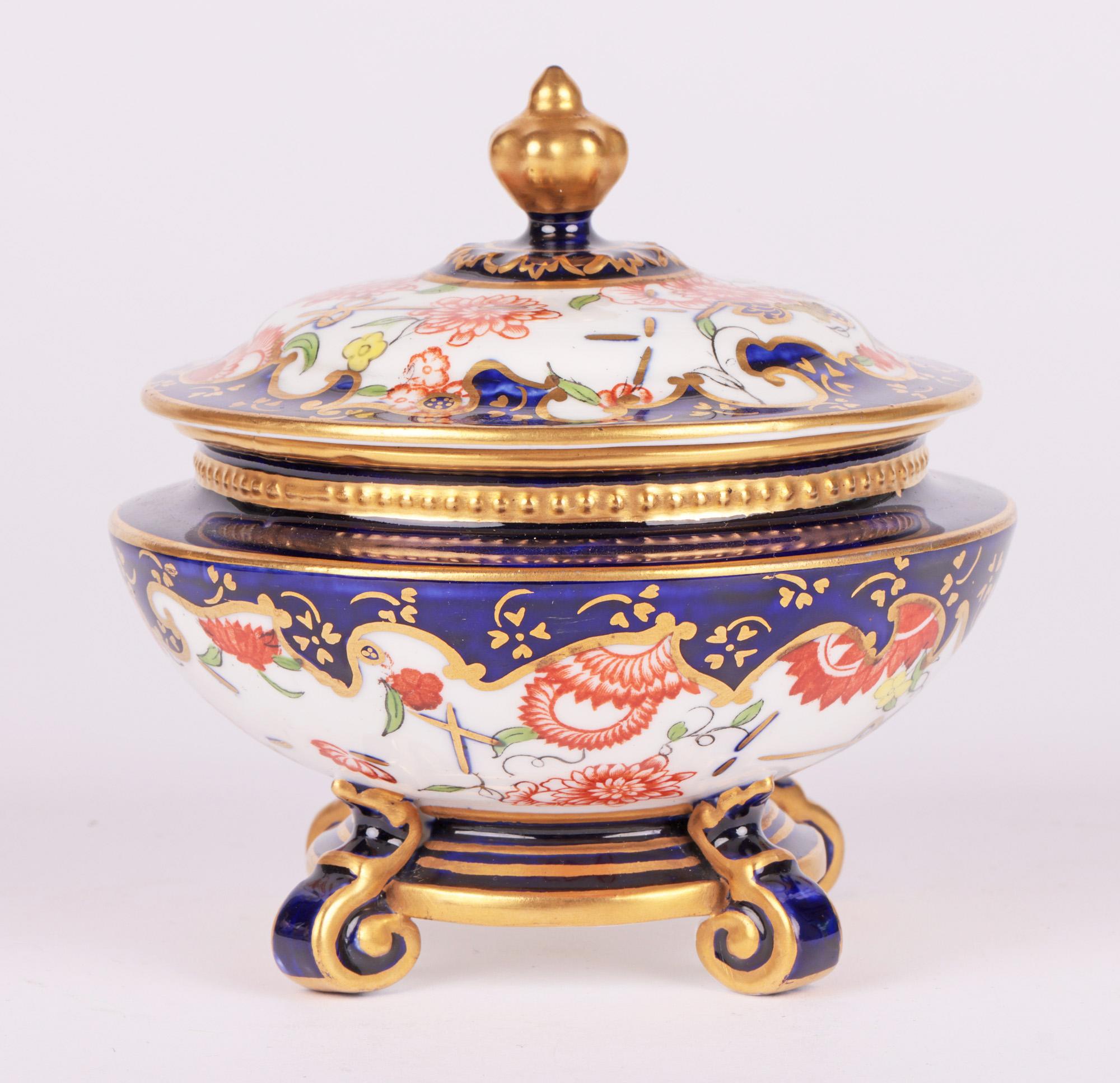Gilt Royal Crown Derby Imari Pattern Porcelain Lidded Trinket Pot