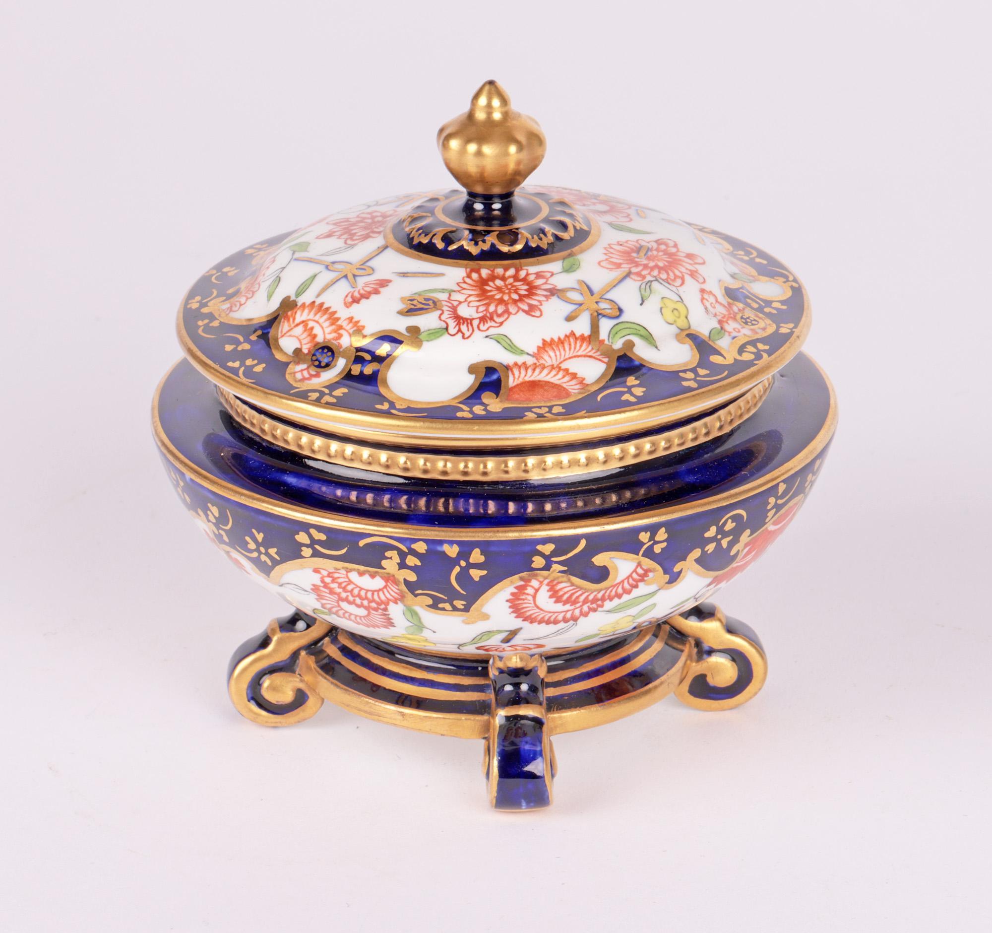 Early 20th Century Royal Crown Derby Imari Pattern Porcelain Lidded Trinket Pot