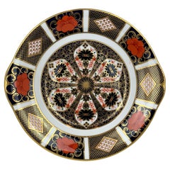 Vintage Royal Crown Derby Porcelain Cake Plate "Old Imari" Pattern 1128